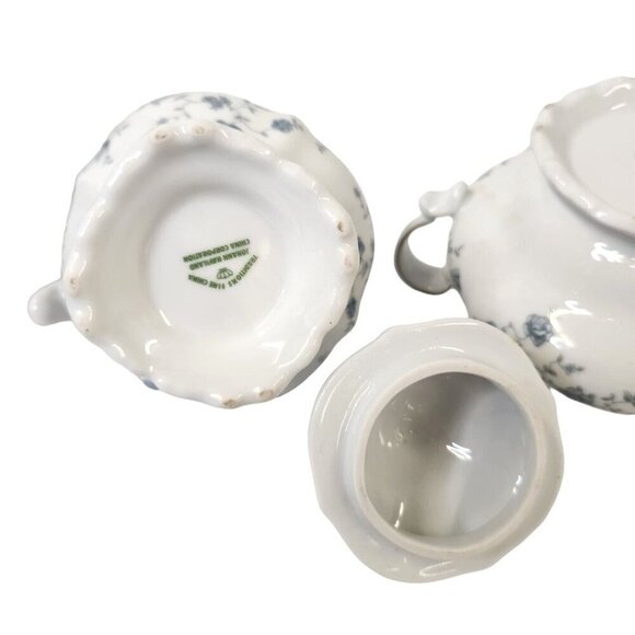 Traditions Fine China Blue Garland Creamer & Sugar Set Made in Thailand for Joha - Picture 4 of 9